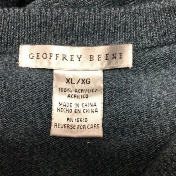 Geoffrey Beene Mens Crew Neck Single Color Argyle Sweater, Blue, size XL - Picture 6 of 7